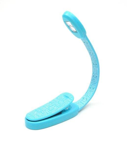 Flexilight Xtra (Blue Words) | 2-LED Leselampe mit Klammer | extralanger Hals | Geschenk für Leser, Buchliebhaber | Deutsche Ausgabe