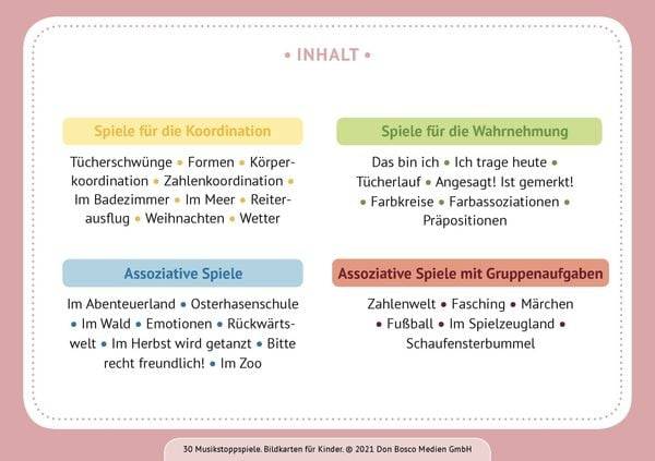 30 Musikstoppspiele. Bildkarten für Kinder