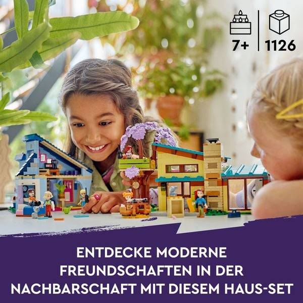LEGO Friends 42620 Ollys und Paisleys Familien Haus, Spielzeug mit Puppenhaus