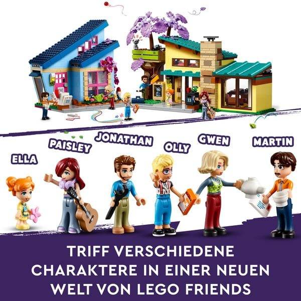 LEGO Friends 42620 Ollys und Paisleys Familien Haus, Spielzeug mit Puppenhaus