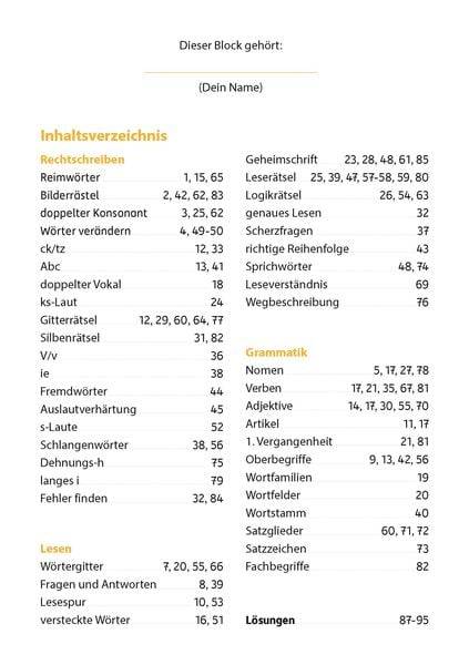 Mein Rätselblock Deutsch 3. Klasse