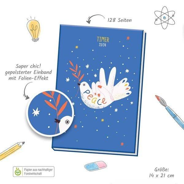 Trötsch Schülerkalender Specials mit Wattierung Peace 23/24