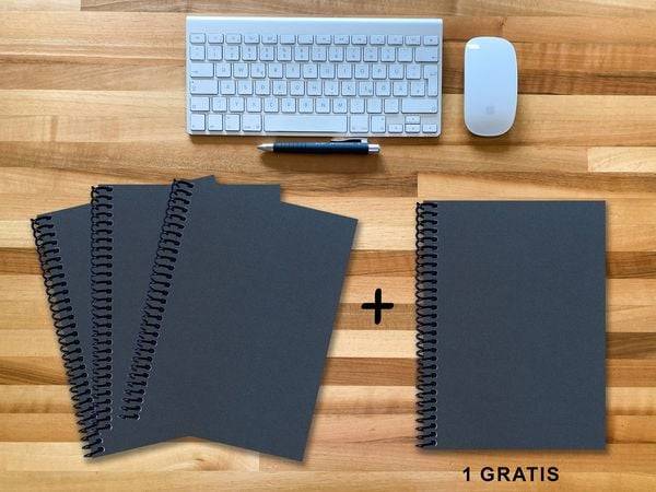 A 4 Notizbuch - Set, 3+1 gratis, Luxury 80 Seiten BLAU NEW LAPISLAZULI GLITTER-OPTIK, kariert 7x7mm