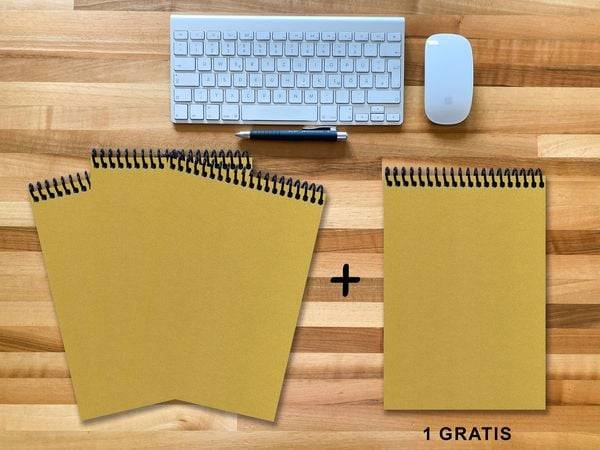 A 4 Notizblock - Set, 3+1 gratis, Luxury 80 Seiten GOLD GMUND SHIMMER, kariert 5x5mm