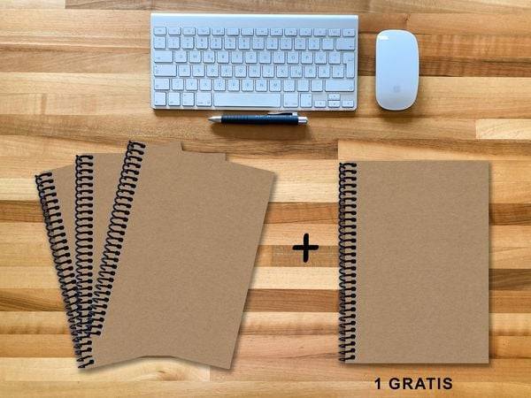 A 4 Notizbuch - Set, 3+1 gratis, Luxury 80 Seiten MUSKAT Designerecycling, kariert 5x5mm