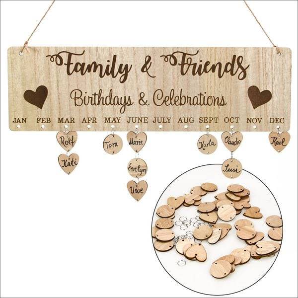 Geburtstagskalender aus Holz, Format ca. 40 x 30 cm