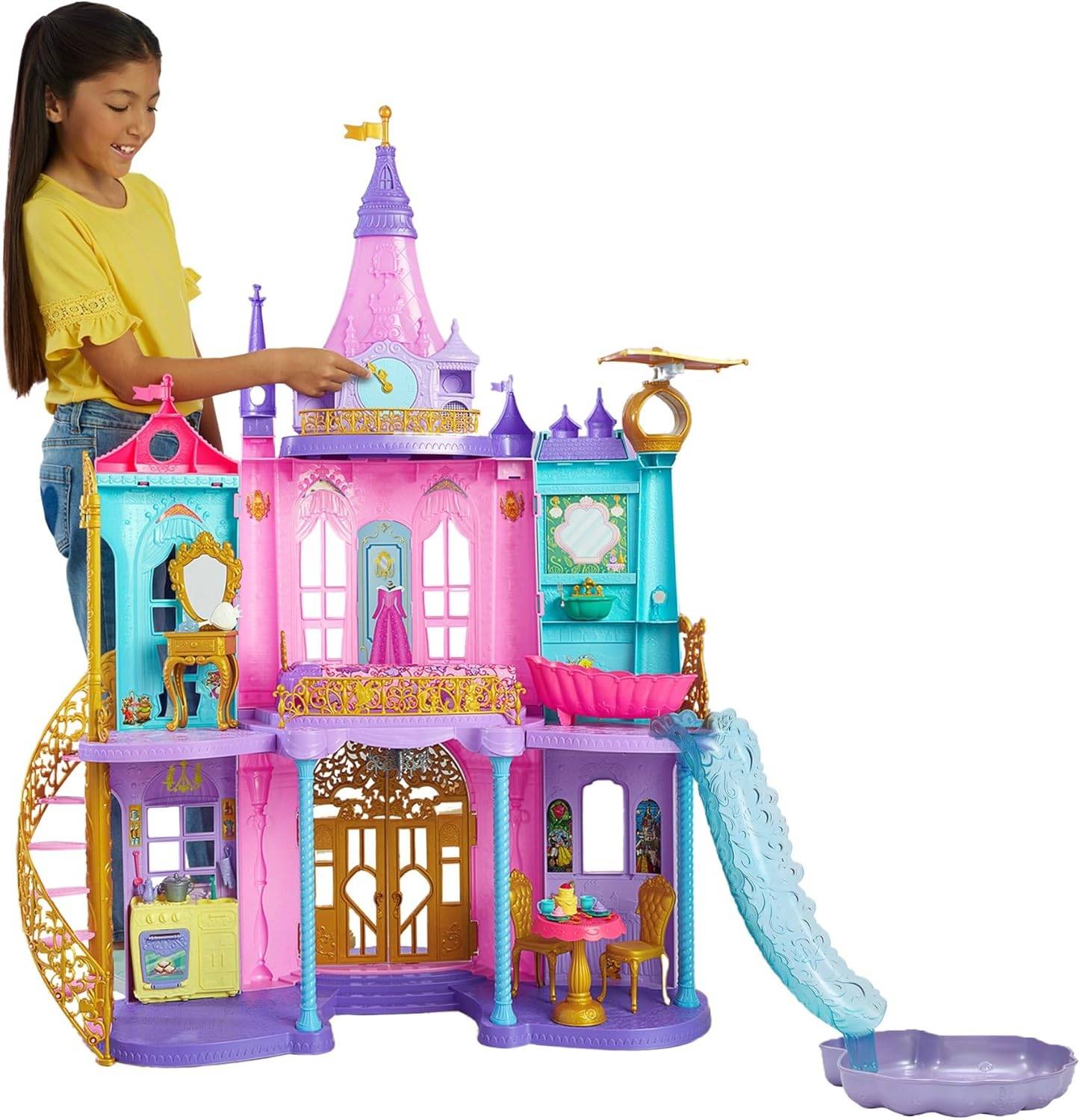 Mattel Disney Prinzessin Puppenhaus Schloss 3 Etagen 10 Spielbereiche 3+ HLW29