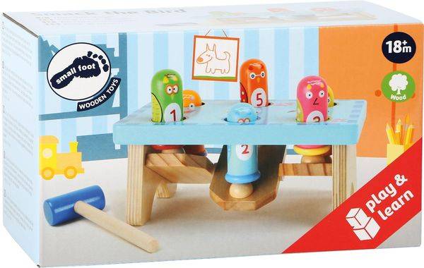 Small foot 5807 - Hau den Vogel, Zahlen Klopfbank mit Hammer