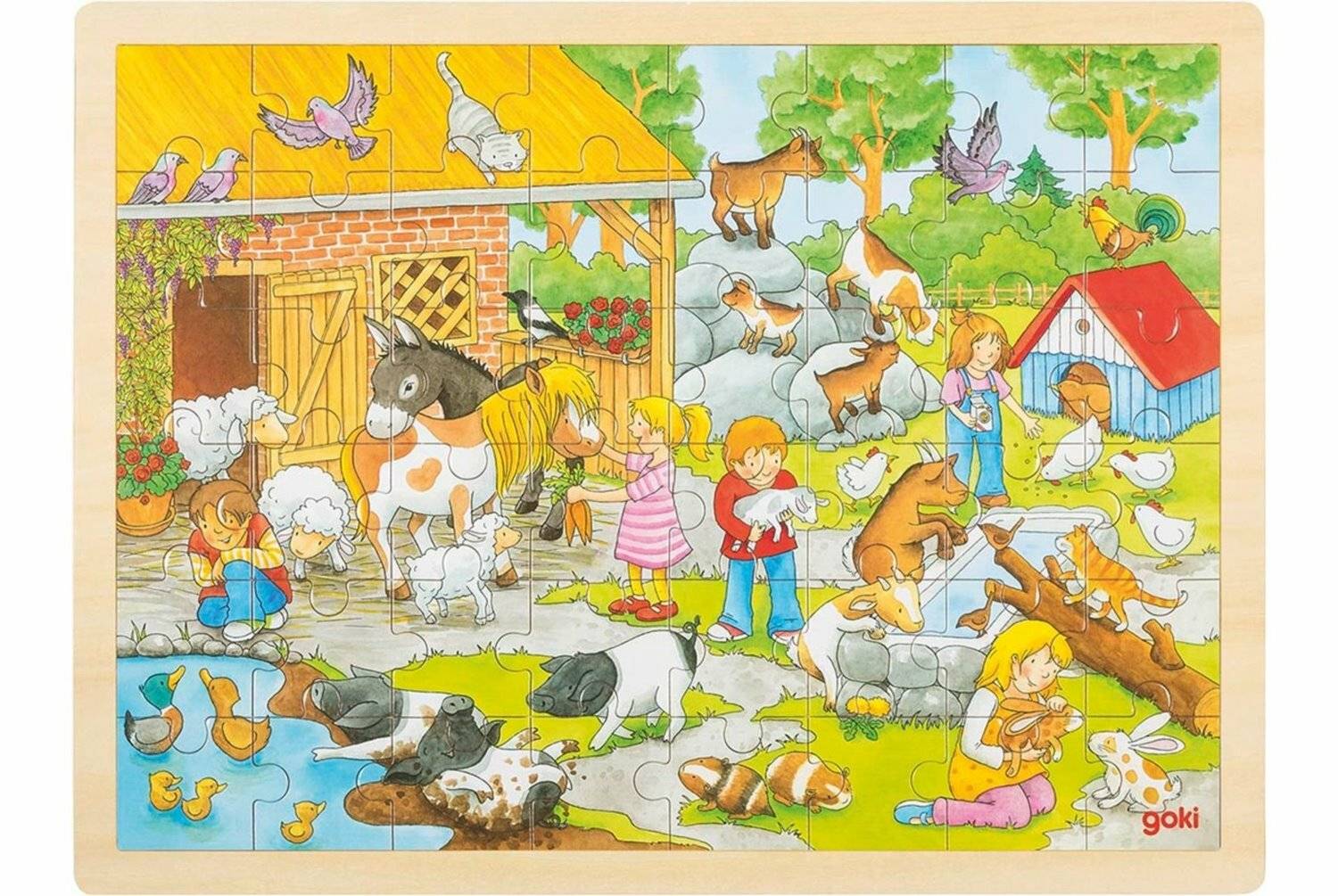 GOKI Holzpuzzle Kinderzoo 48 Teile