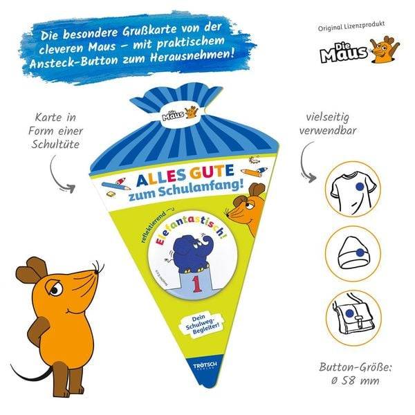 Trötsch Die Maus Schulwegbegleiter Button Elefant