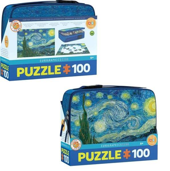 Eurographics 9100-1204 - Lunchbox, Brotdose mit Puzzle 100 Teile, Motiv: Sternennacht von Vincent van Gogh, Fine Art