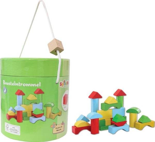 Vedes SpielMaus Holz Bausteine in Trommel, 90 Stü ck, bunt