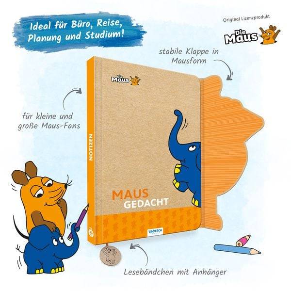Trötsch Die Maus Notizbuch mit Klappe Maus