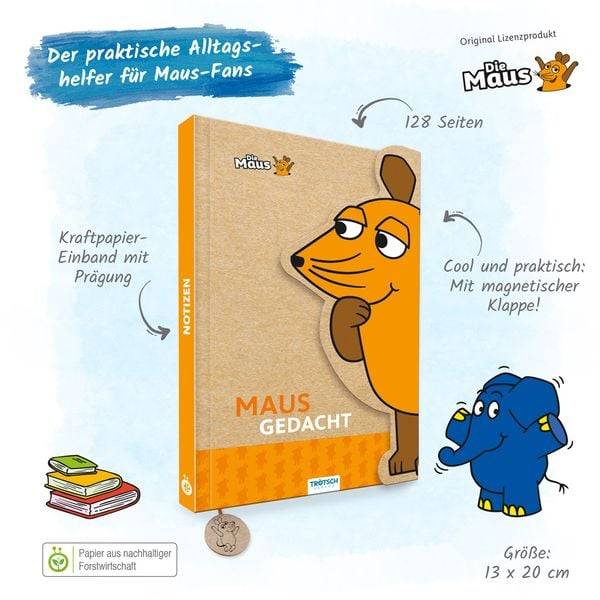 Trötsch Die Maus Notizbuch mit Klappe Maus