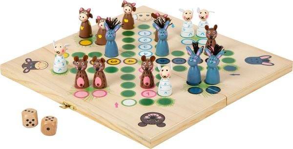 Small foot 6257 - Ludo Farmtiere, Würfelspiel, Holz, 29 cm