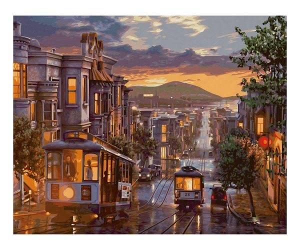 Schipper 609130896 - Malen nach Zahlen, Meisterklasse Premium, Abend in San Francisco, 40x50cm