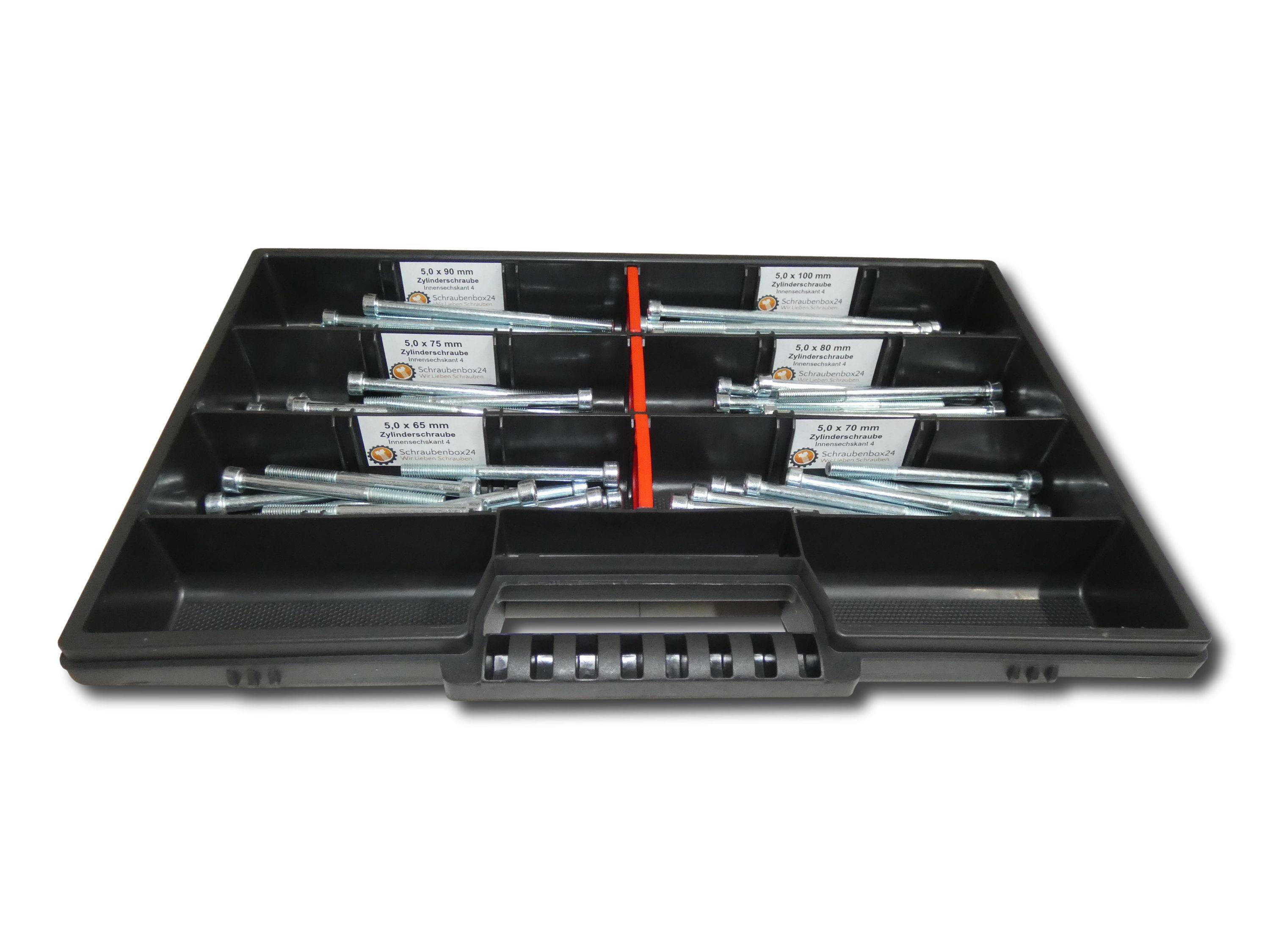 90 tlg Zylinderschrauben Sortiment M5 // 65mm-100mm Schrauben Set Schraubenbox DIN 912/ISO4762 Bolzen Vollgewindeschrauben Maschinenschrauben