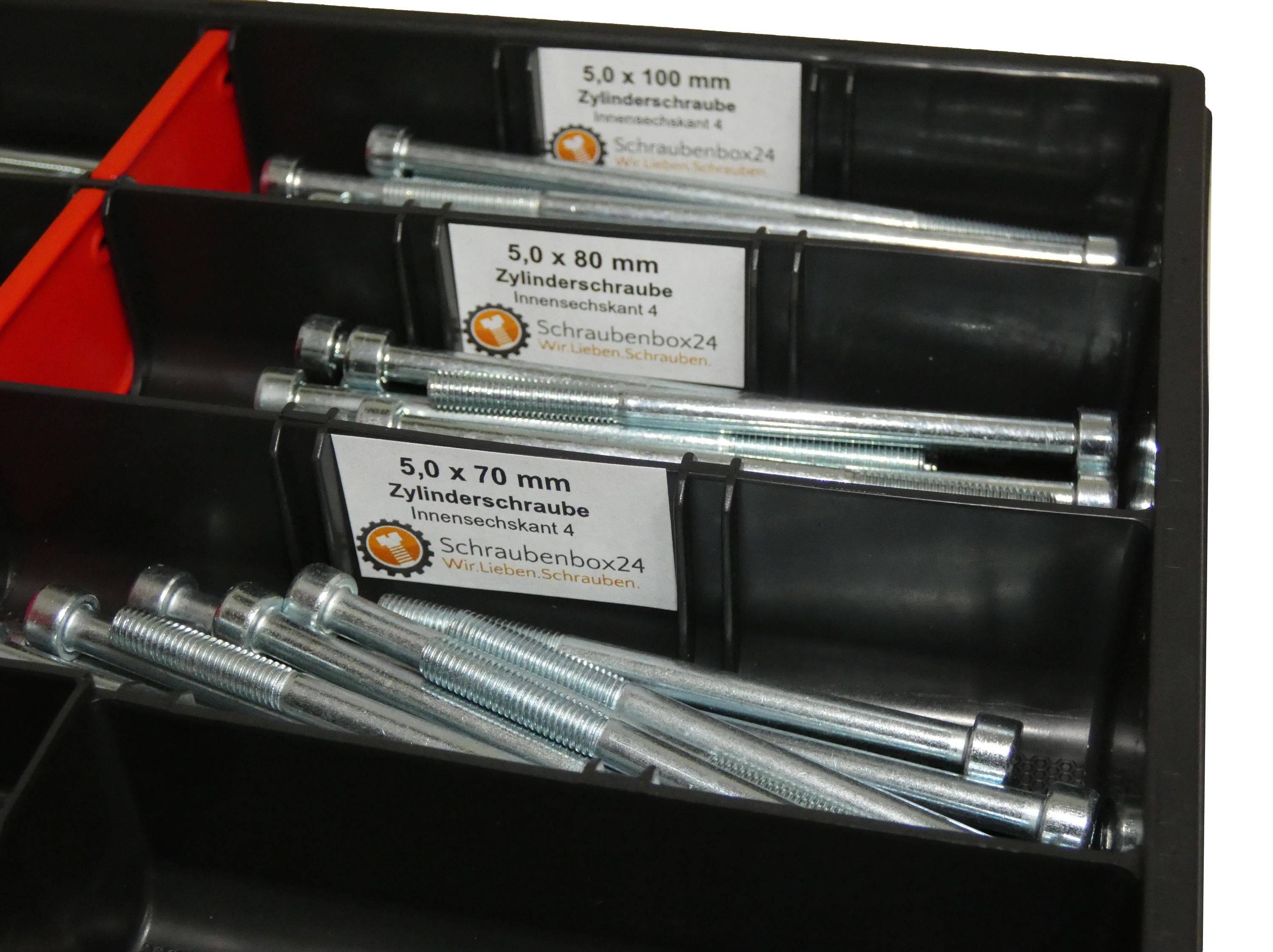 90 tlg Zylinderschrauben Sortiment M5 // 65mm-100mm Schrauben Set Schraubenbox DIN 912/ISO4762 Bolzen Vollgewindeschrauben Maschinenschrauben