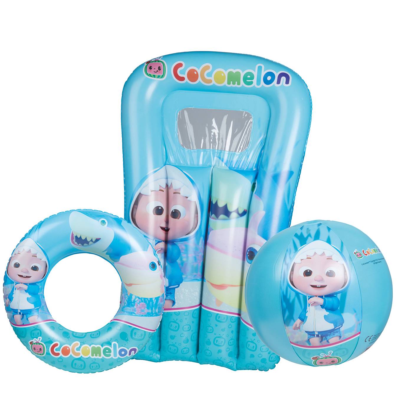 Happy People - Cocomelon 3er Strandset - Wasserball, Schwimmring & Luftmatratze