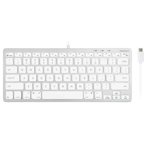 Macally UCSLIMKEYCA, kompakte USB-C-Tastatur für Mac, US QWERTY Tasten-Layout