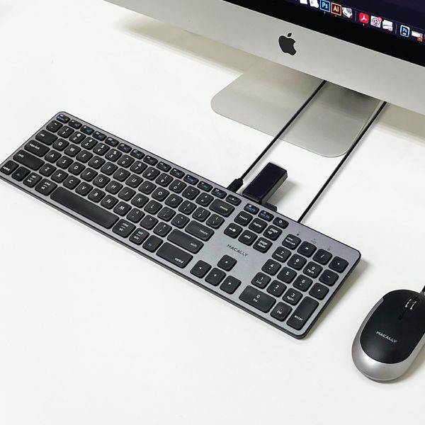 Macally UCZKEYHUBACSG erw. USB-C Tastatur, Englisches QWERTY Layout, Space Grey