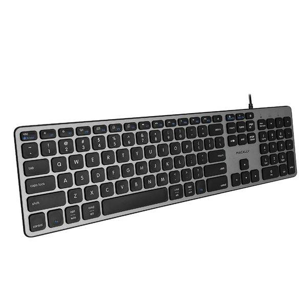 Macally UCZKEYHUBACSG erw. USB-C Tastatur, Englisches QWERTY Layout, Space Grey