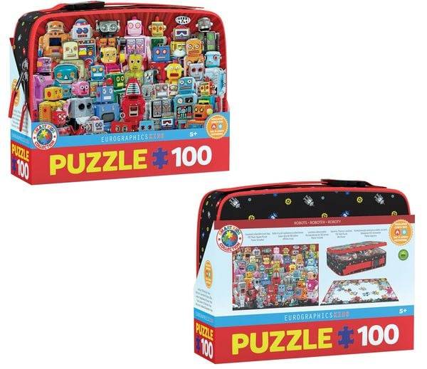 Eurographics 9100-5827 - Lunchbox, Brotdose mit Puzzle 100-Teile, Motiv: Roboter, Smart Kids Collection