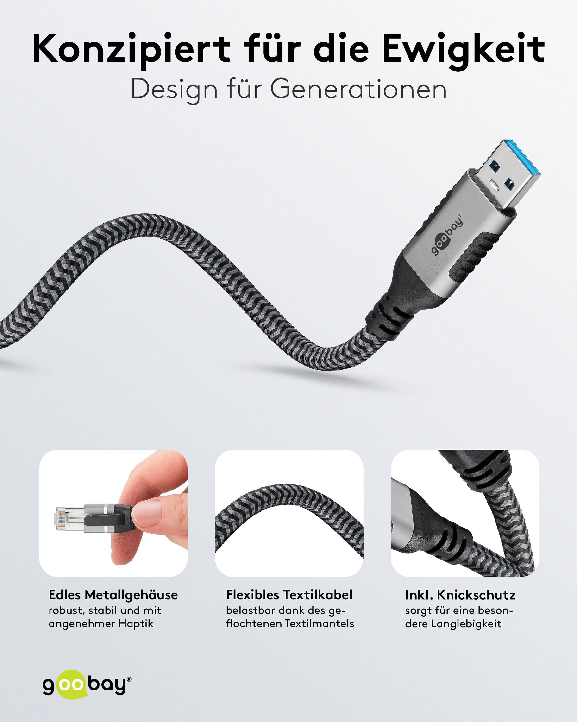 Goobay Netzwerkkabel - USB Typ A (M) zu RJ-45 (M)