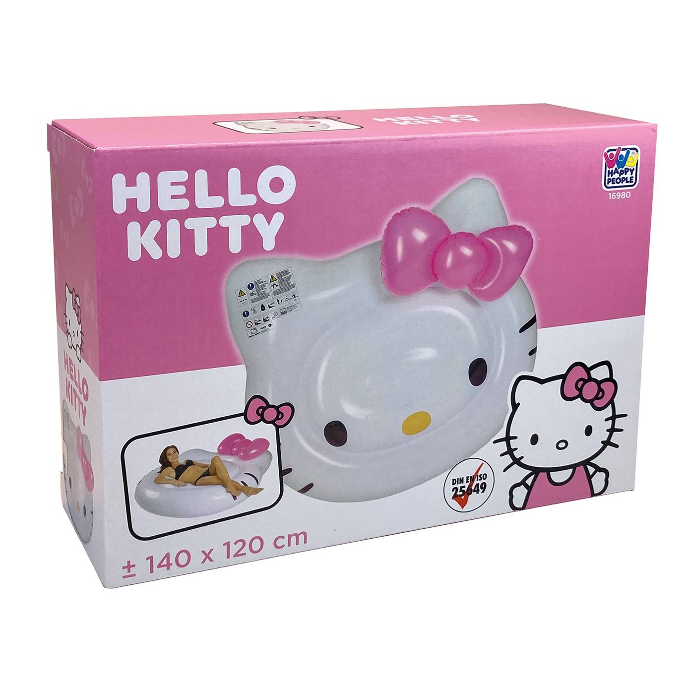 Happy People - Luftmatratze - Hello Kitty (140x120cm) Floater Schwimmtier mit aufblasbarer Schleife