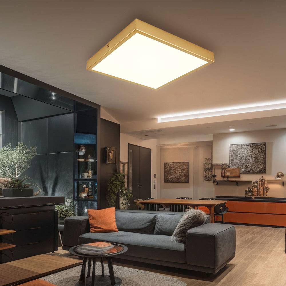 Deckenleuchte Deckenlampe Wohnzimmerlampe Schlafzimmerleuchte Esszimmerleuchte Flurlampe, Metall messing, 1x LED 15W 1200Lm 3000K warmweiß, L 25 cm