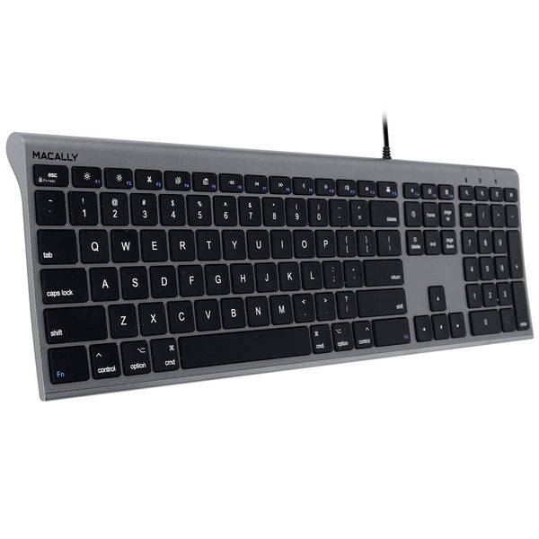 Macally UCACEKEYSG-US, erweiterte USB-C Tastatur, ultra slim, US Layout, Space Grey