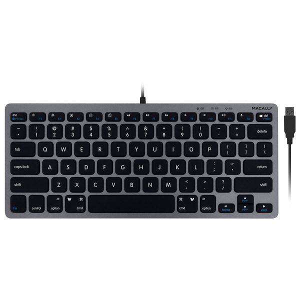 Macally SLIMKEYC-SG, kompakte USB-A-Tastatur für Mac, US QWERTY Tasten-Layout