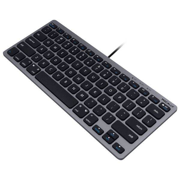 Macally SLIMKEYC-SG, kompakte USB-A-Tastatur für Mac, US QWERTY Tasten-Layout