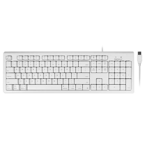 Macally QKEY-US, erweiterte USB-A 105-Tasten-Tastatur mit Ziffernblock für Mac, amerikanisches US-Layout