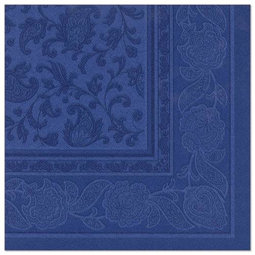 50 Servietten "ROYAL Collection" 1/4-Falz 40 cm x 40 cm dunkelblau "Ornaments". Material: Tissue. Farbe: dunkelblau