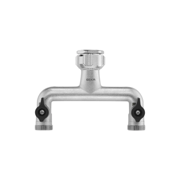 GEKA® plus - Zweiwegeventil - Messing verchromt - vertikal - IG G3/4 auf 2x AG G3/4 - Preis per Stück GEKA® plus - Zweiwegeventil - Messing verchromt - vertikal - IG G3/4 auf 2x AG G3/4 - Preis per Stück