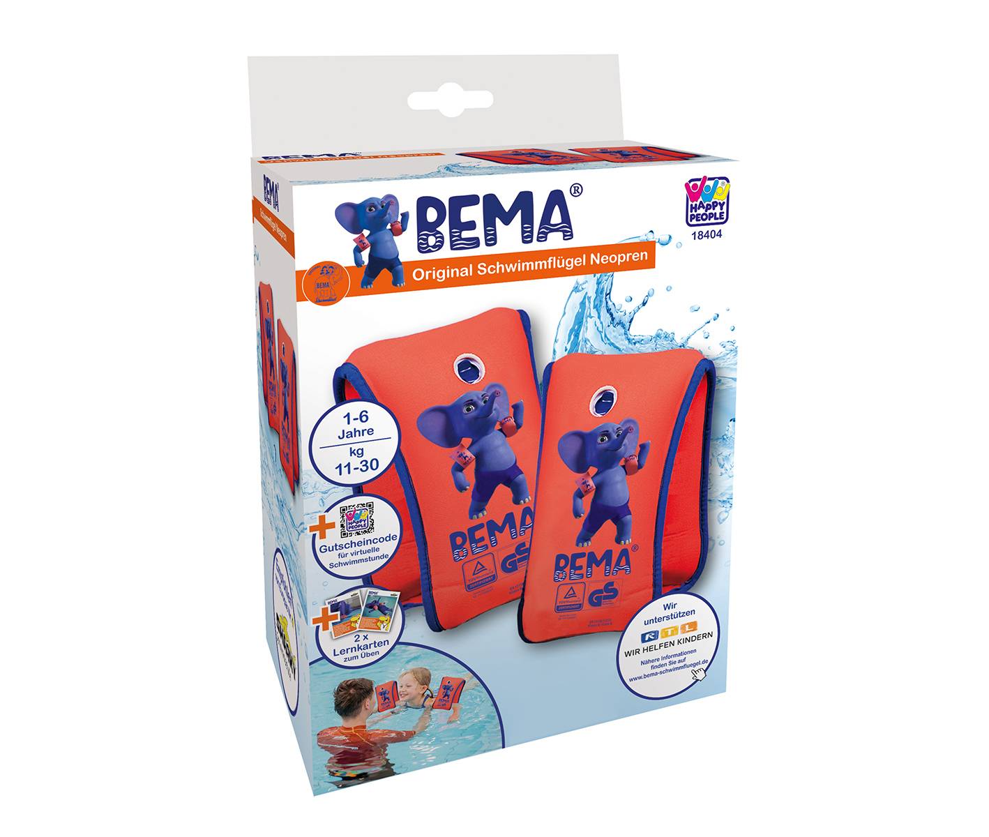 Happy People - BEMA® Schwimmflügel - für Kinder von 0-1 Jahren (orange, Gr. 00) Schwimmhilfen