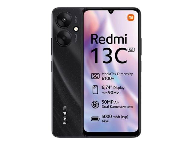DEUTSCHE TELEKOM - Xiaomi Redmi 13C 5G - 5G Smartphone - Dual-SIM - RAM 4 GB / Interner Speicher 128 GB - microSD slot -