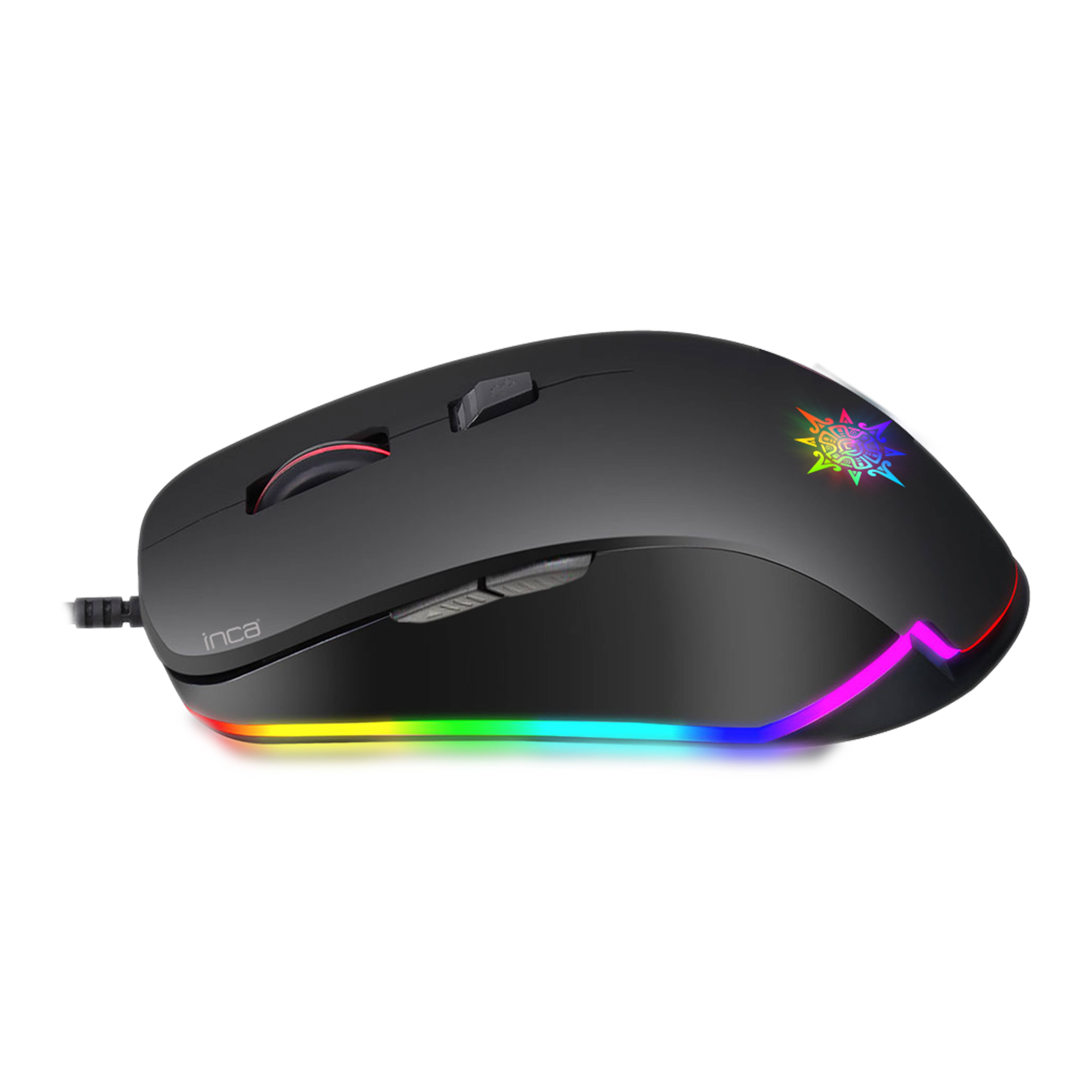 INCA Gaming Maus RGB/ 4800DPI/ 6Tasten/USB 1.50m schwarz retail Eingabe / Ausgabe Mäuse &
