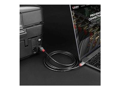 LINDY 3m USB 2.0 Typ C an B Kabel, Anthra Line Multimedia-Technik USB-Kabel