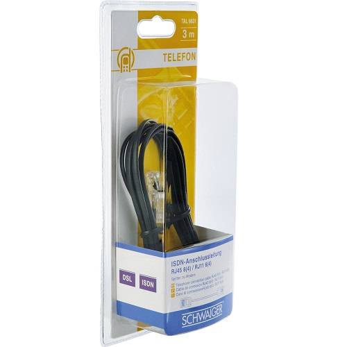 Schwaiger Modem-Kabel RJ11 6P2C -> RJ45 8P2C 3m Schwarz Multimedia-Technik Netzwerkzubehör