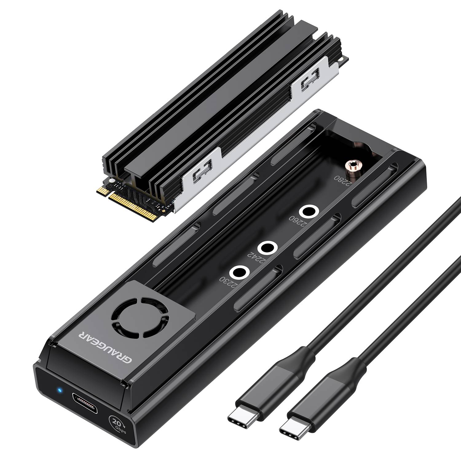 GRAUGEAR externe Docking M.2 NVMe/NGFF SSD mit Lüfter 20Gbit Multimedia-Technik Dockingstation