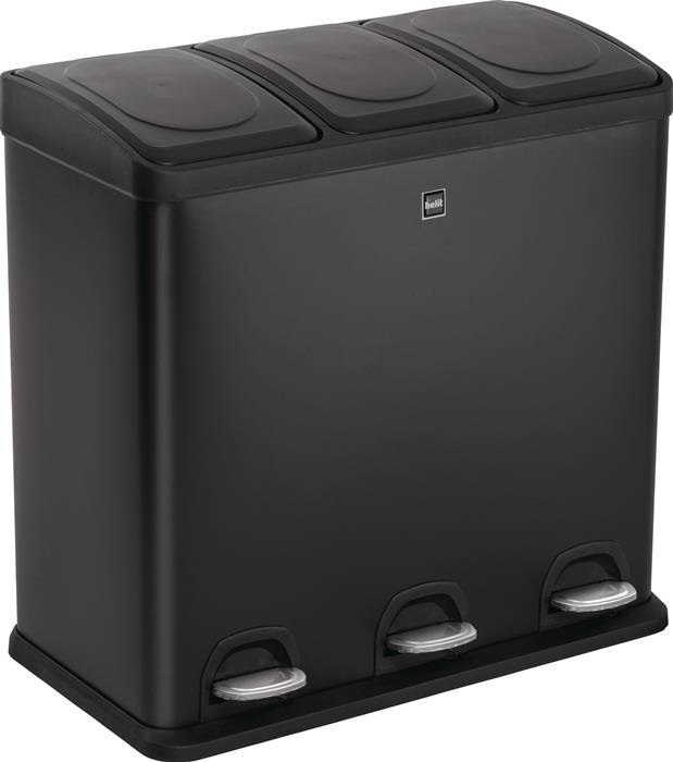 Tretabfallsammler Helit "the separator" 3x 20l DxH592mm Stahlbl.schwarz HELIT