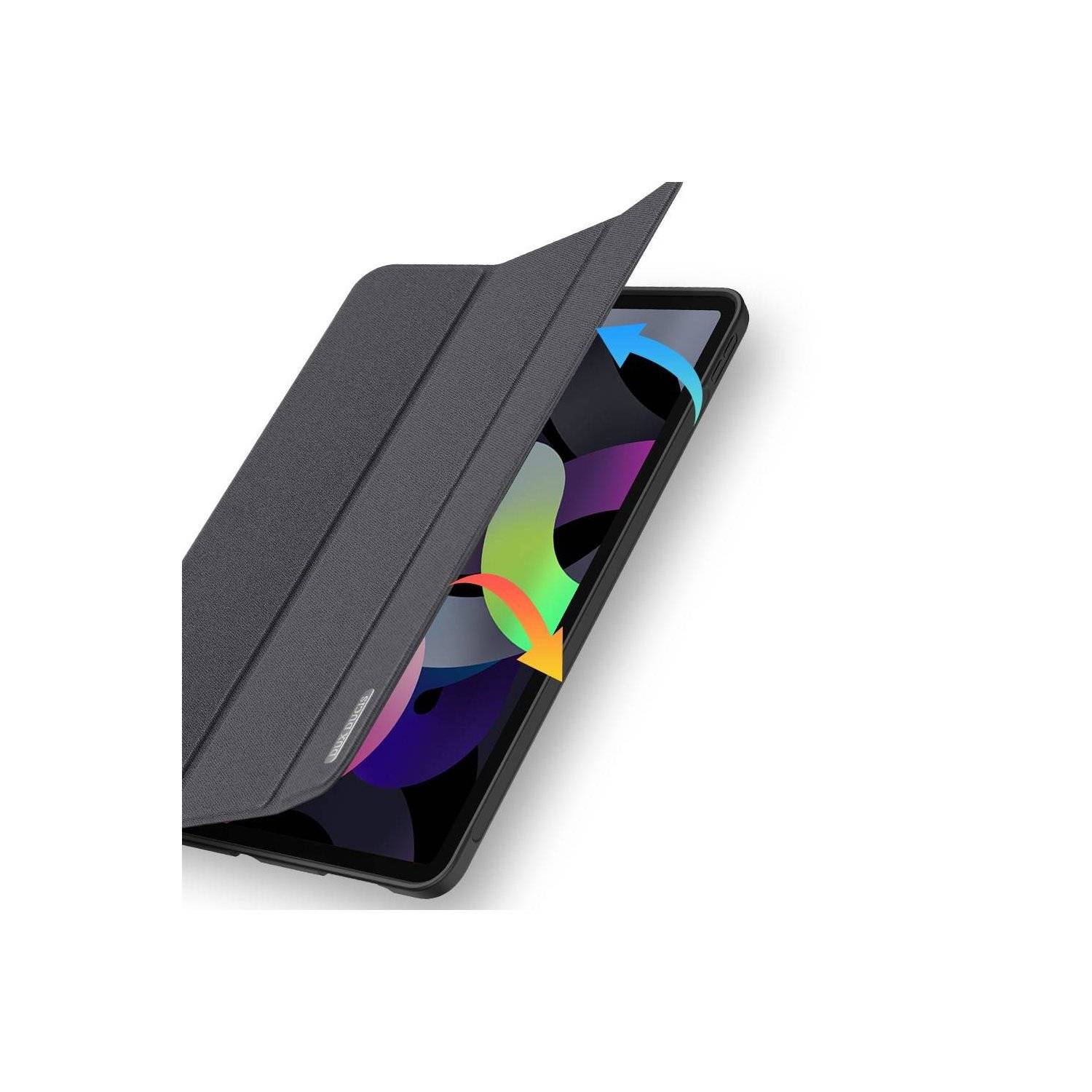 Dux Ducis Buch Tasche Hartschale mit Smart Sleep Standfunktion kompatibel mit iPad Air 11" 2024 Tablet Hülle Schwarz