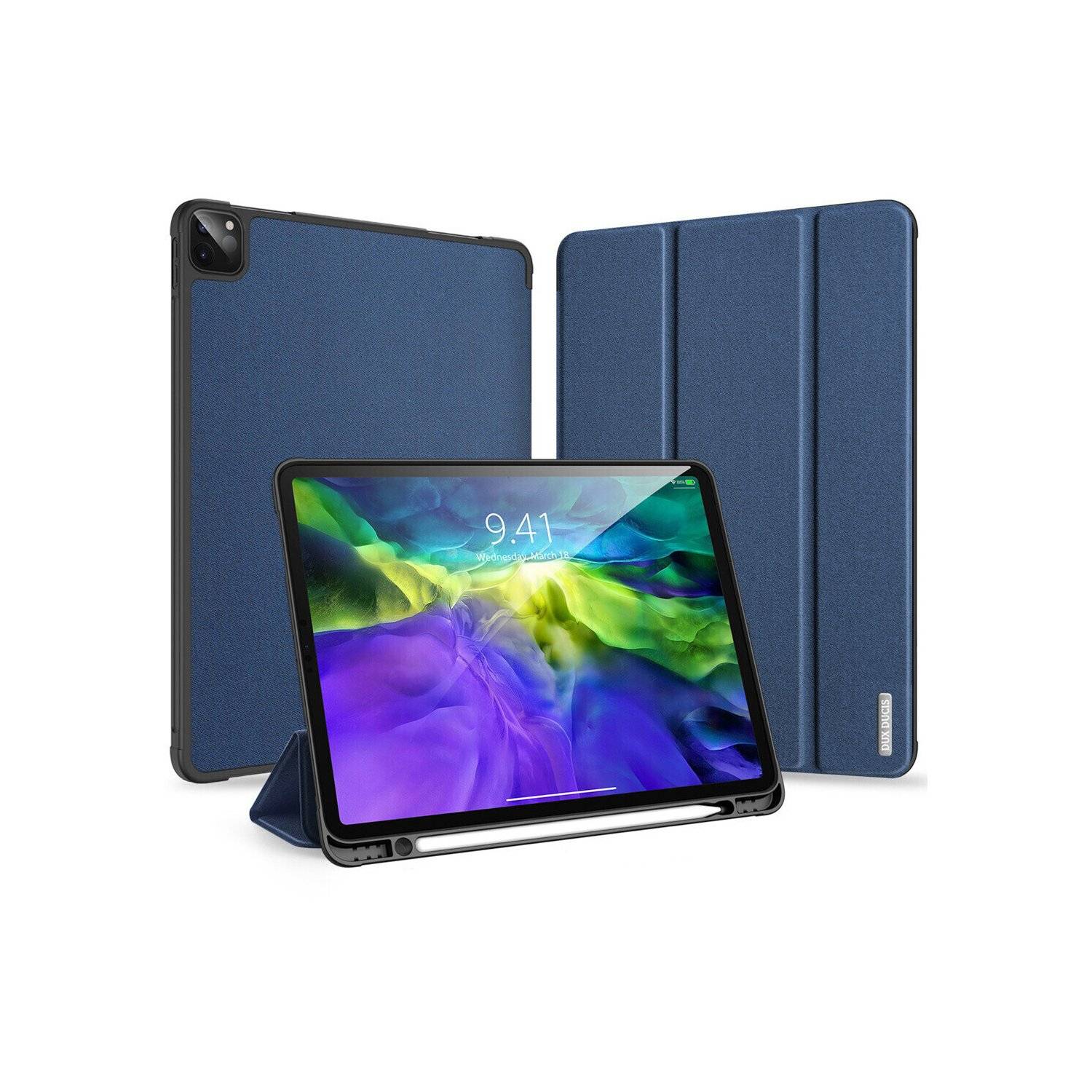 Dux Ducis Domo Hartschale mit Smart Sleep und integrierter Standfunktion kompatibel mit iPad Air 6 10.9" 2024 Blau