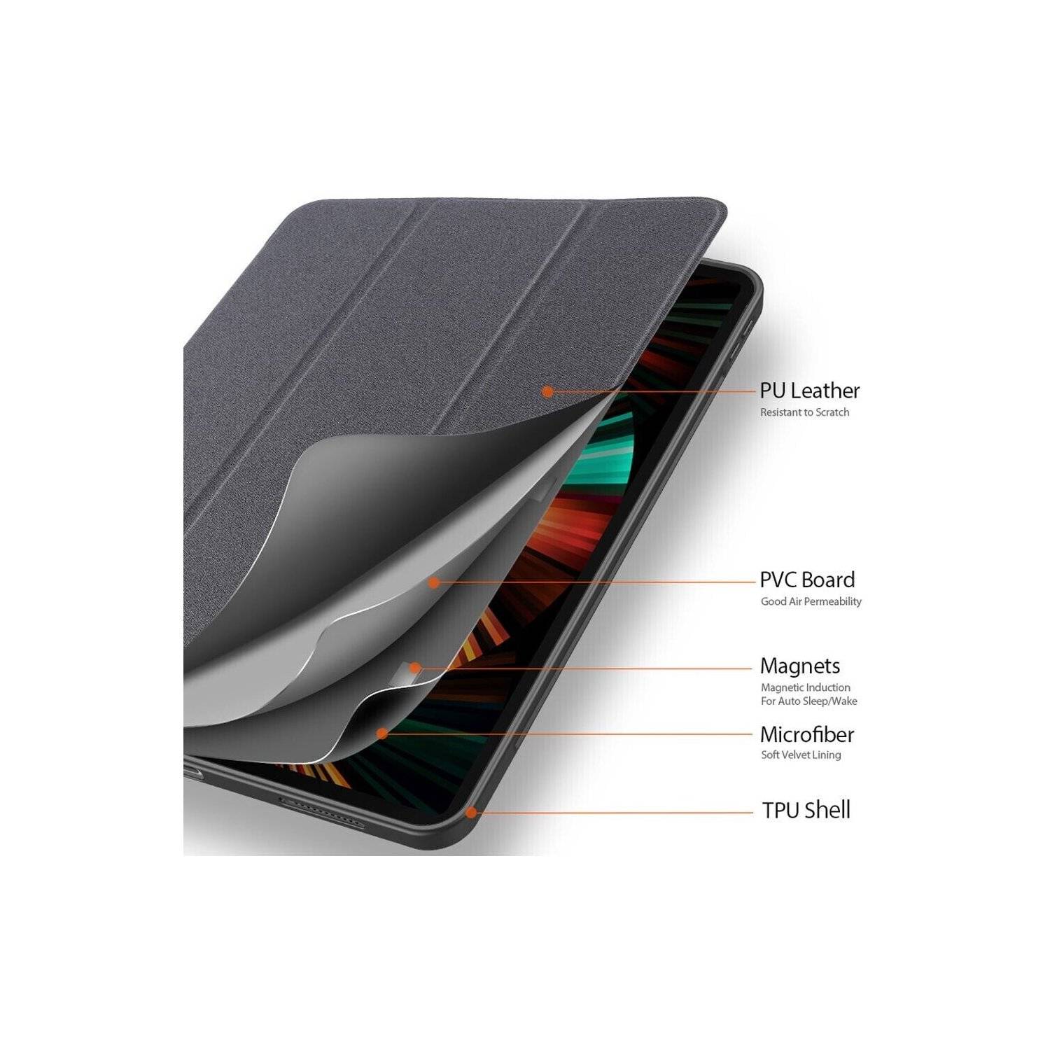 Dux Ducis Domo Hartschale mit Smart Sleep und integrierter Standfunktion Etui kompatibel mit iPad Air 6 10.9" 2024 Rosa