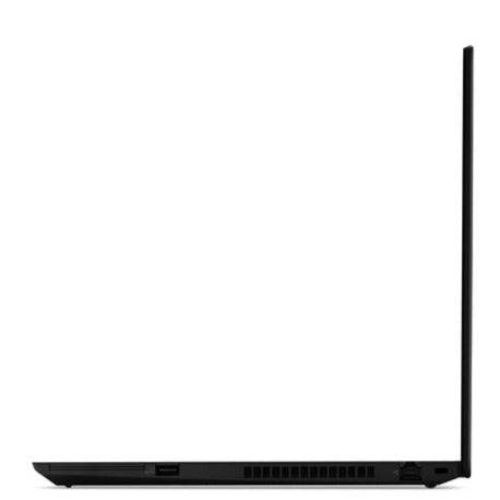 Seitenansicht eines schwarzen Laptops, die ein dünnes Profil zeigt, mit dem Monitor fast geschlossen und Anschlüssen entlang der Basis.