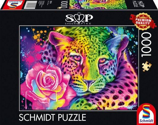 Schmidt Spiele - Sheena Pike: Neon Regenbogen-Leopard, 1.000 Teile