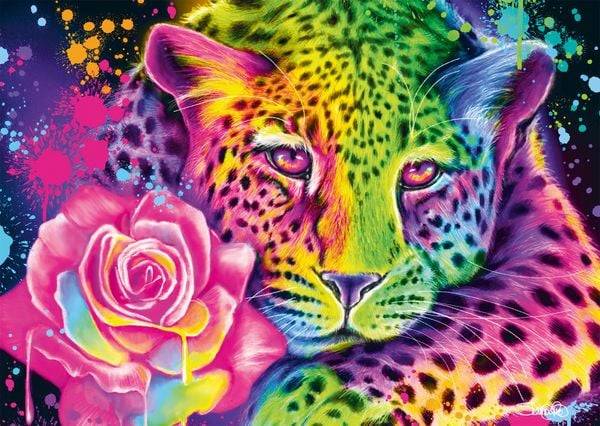 Schmidt Spiele - Sheena Pike: Neon Regenbogen-Leopard, 1.000 Teile
