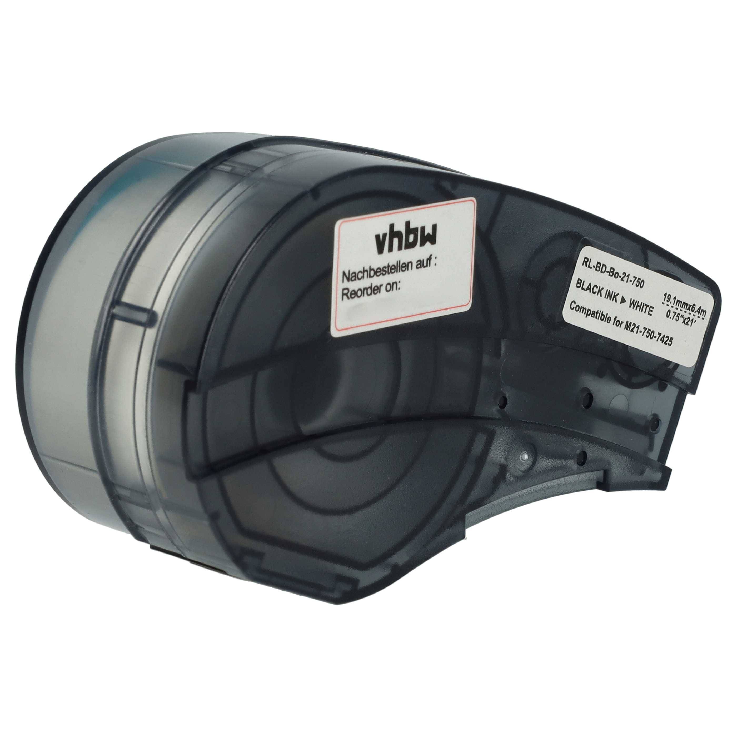 vhbw 5x Schriftband-Kassette Ersatz für Brady M21-750-7425 für Etiketten-Drucker 6,4m x 19,05mm Schwarz auf Weiß, Polypropylen